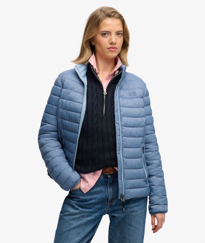 Superdry Damen Fuji Lite Steppjacke Light Blue - Größe: 34