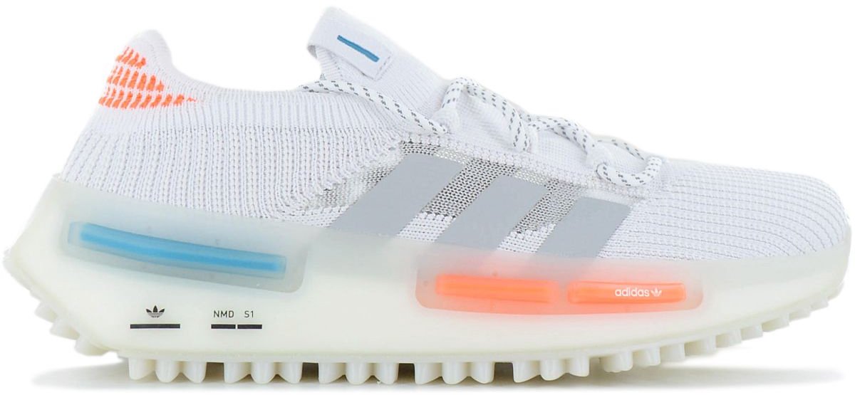 adidas NMD_S1 Weiß Orange Türkis Unisex Sneaker Wolkenweiß Mgh-Solid-Grau Off-White FZ5707 42