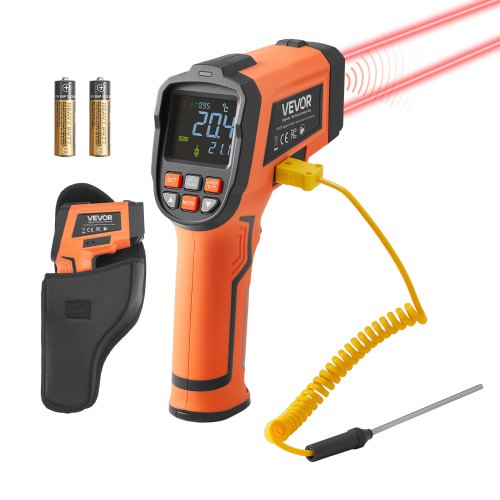VEVOR Infrared Thermometer, -30℃ to 1200℃ Dual-Mode IR Thermometer Gun with K-Type Thermocouple, Dual Laser Heat Temperature Gun Non-Contact for Cooking/Griddle/Engine/Industrial Use (Not for Human)