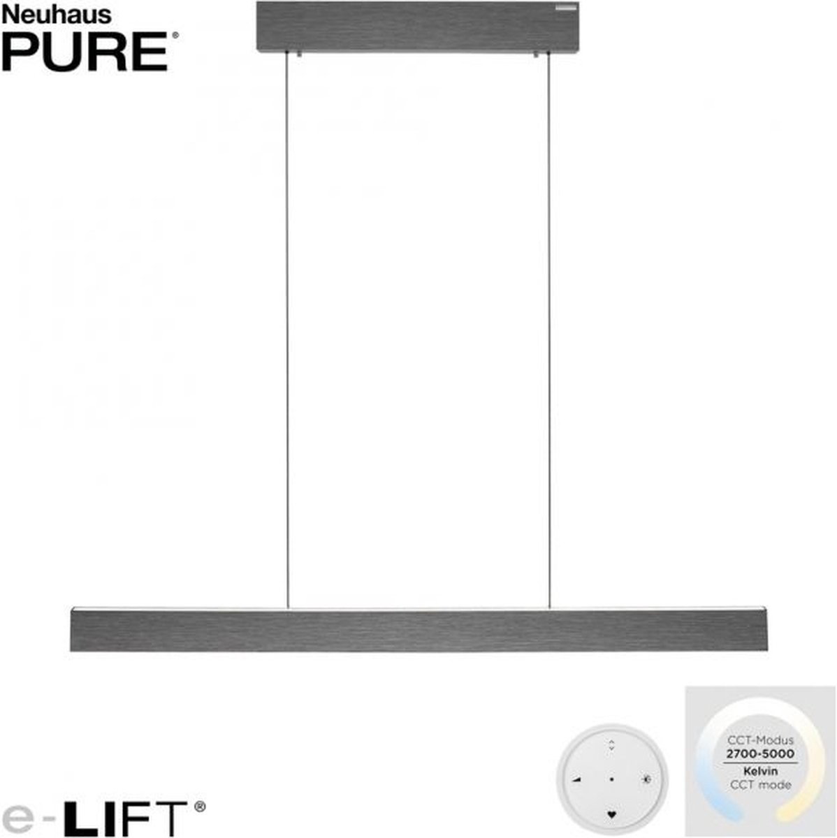 E-Motion LED-Pendelleuchte, platin, CCT PURE E-Motion - Wohnzimmer - Modern - Metall - Einflammig
