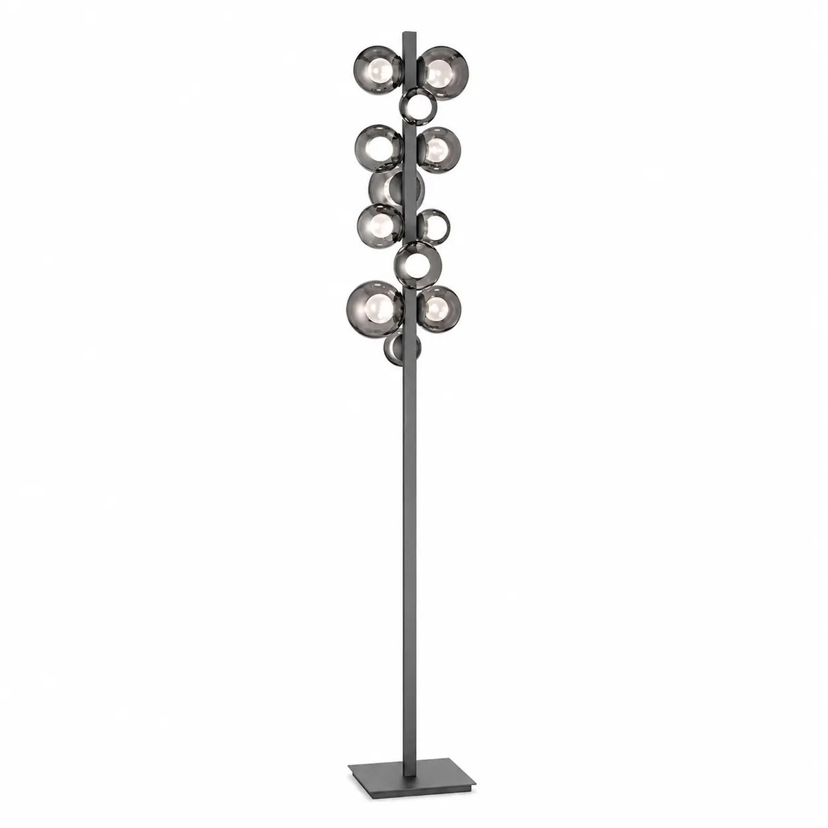 Popup LED-Stehlampe, grau Alu/Glas Dimmer 12-flg. PURE - Wohnzimmer - Modern - Aluminium - Mit Schirm
