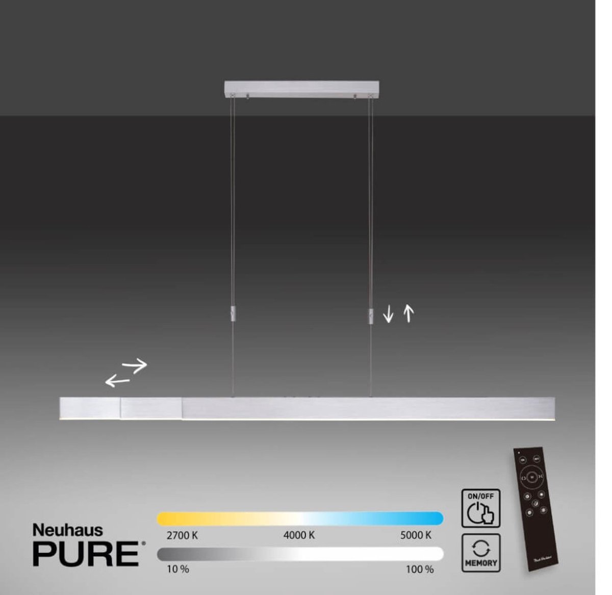 Moto LED-Hängeleuchte, diamond, dimmbar Pure Moto - Wohnzimmer - Modern - Metall - Einflammig