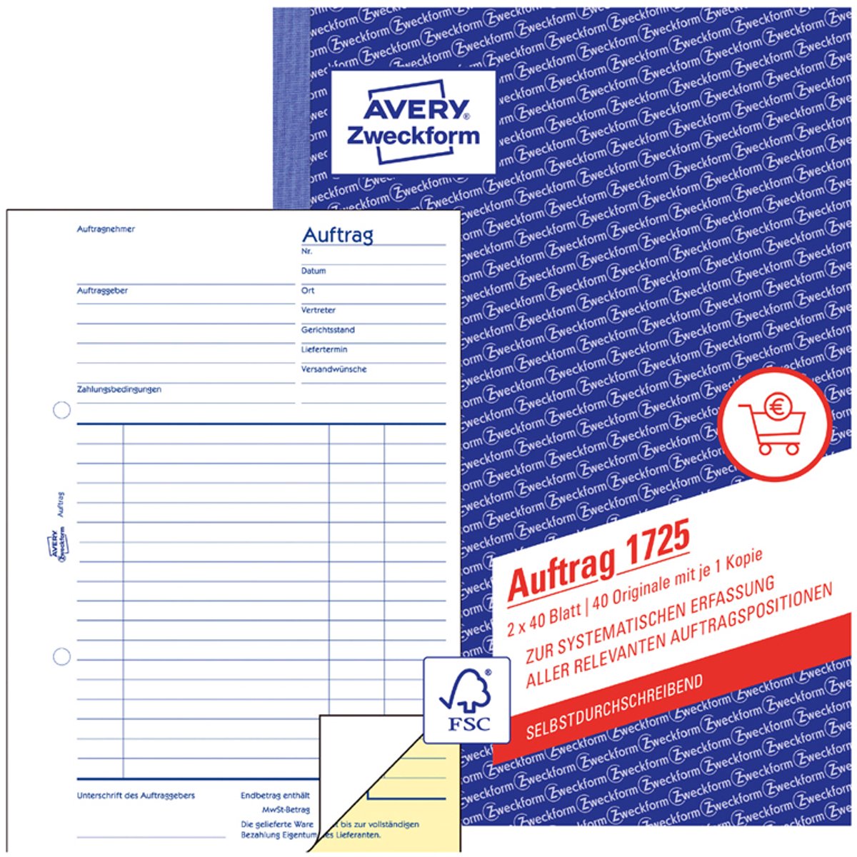 10 x Avery Zweckform Formularbuch Auftrag A5 3x40 Blatt