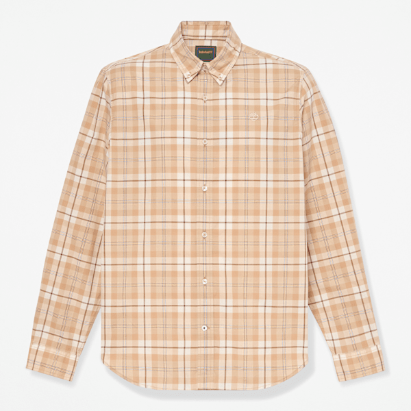 Timberland - Camicia a Quadri in Popeline Vestibilità Regular da Uomo in marrone chiaro, Uomo, marrone, Taglia: L