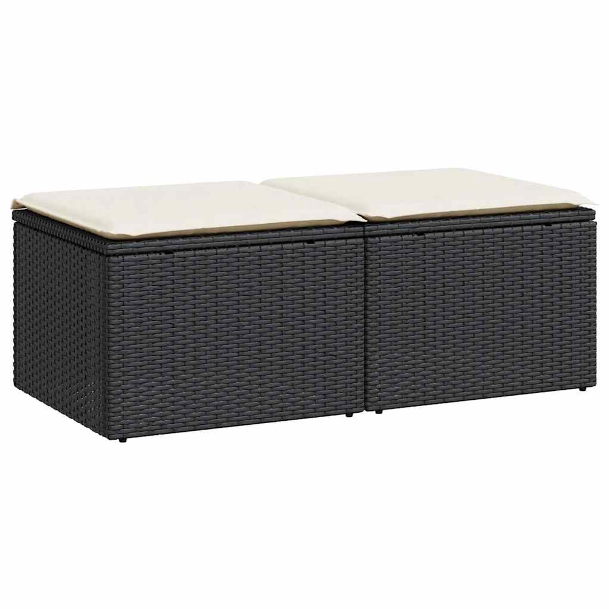 Vidaxl 2-Cz. Möbelset mit Kissen, Schwarz, Polyrattan und Akazie