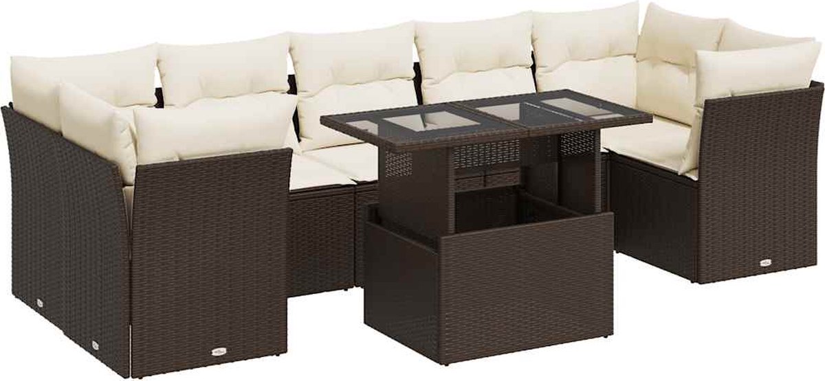 Vidaxl 8-Cz. Garten-Sitzgruppe, Mit Kissen, Braun