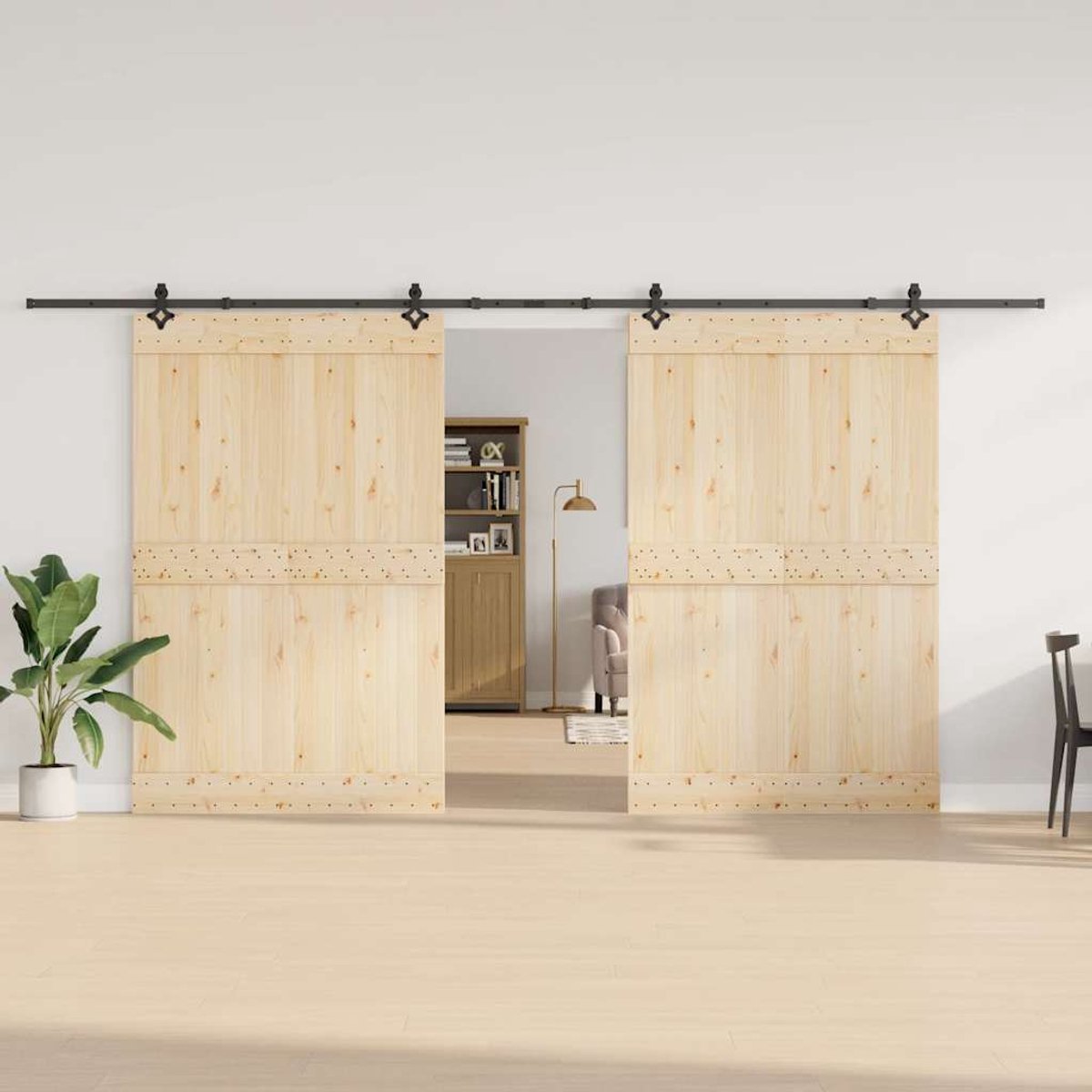 Vidaxl System für Schiebetüren, 305 cm, Stahl, Schwarz