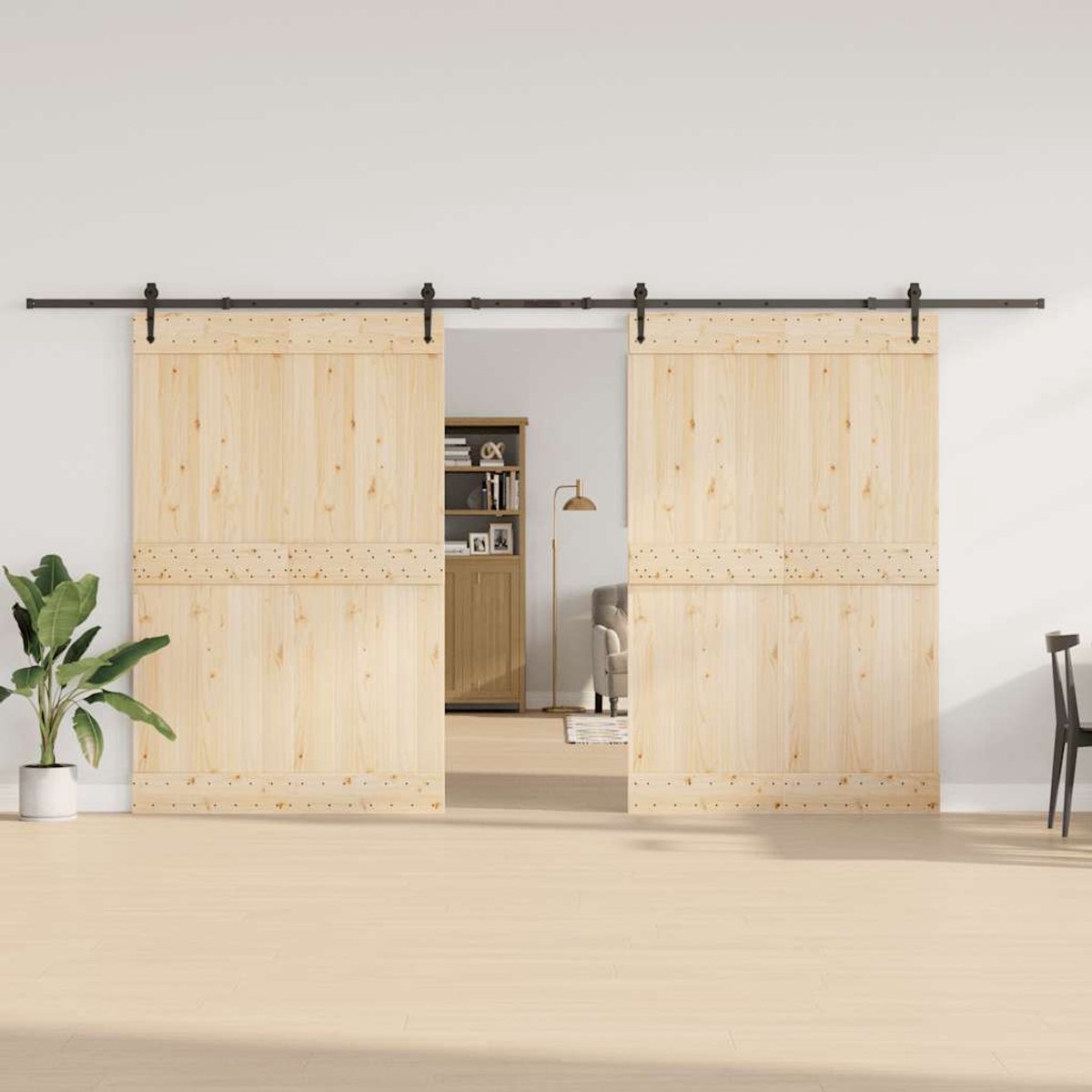 Vidaxl System für Schiebetüren, 305 cm, Stahl, Schwarz