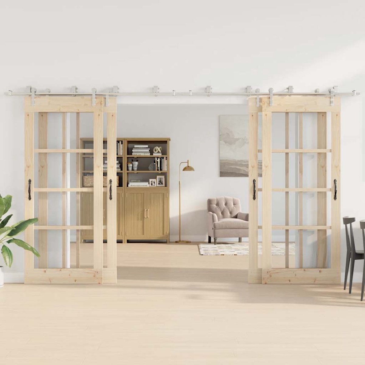 Vidaxl System zur Befestigung von Schiebetüren, 400 cm, Stahl, Silber