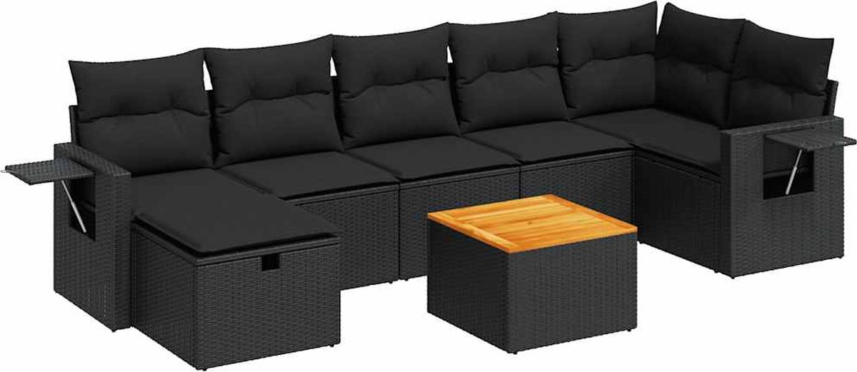 Vidaxl 8-Cz. Garten-Sitzgruppe, Mit Kissen, Schwarz