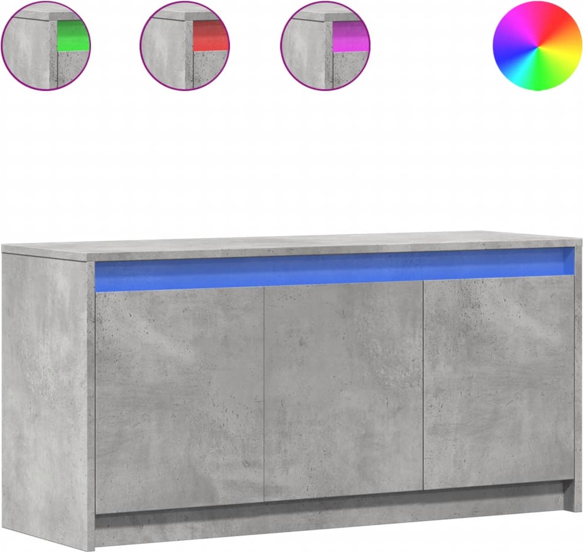 Vidaxl TV-Schrank mit LED, Beton Grau, 100x34x50 cm