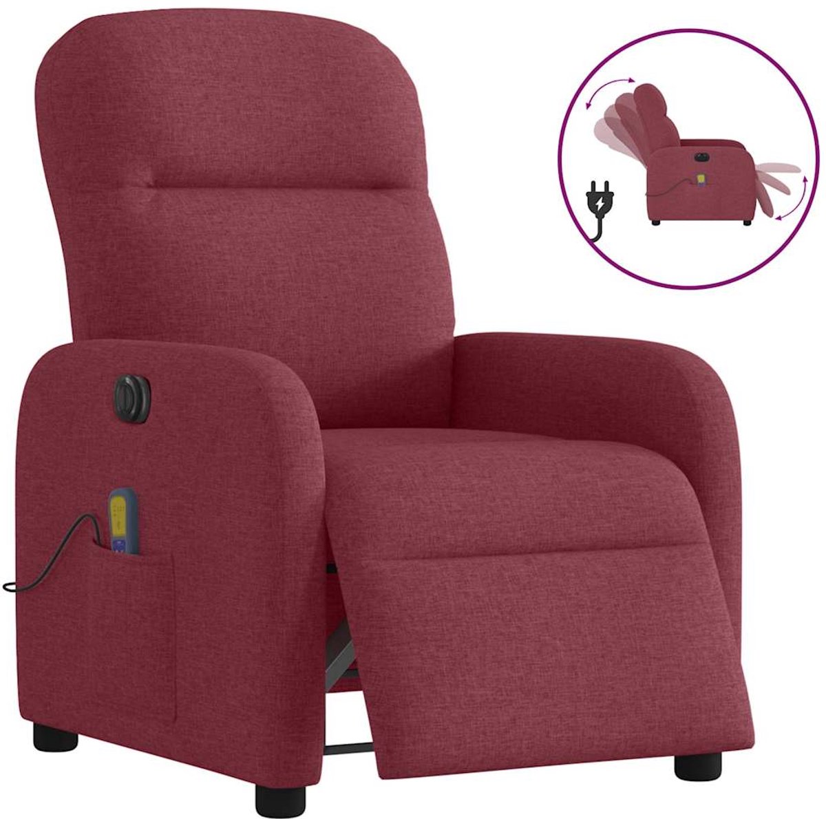 Vidaxl Klappbarer Massagesessel, Elektrisch, Weinrot, Stoff