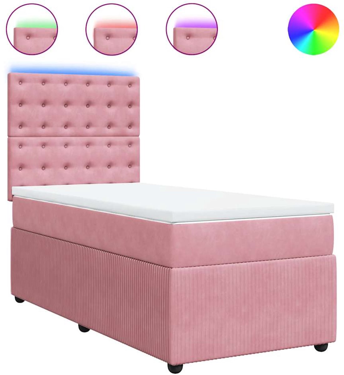 Vidaxl Kontinentalbett Mit Matratze, Rosa, Samt, 90X200 Cm