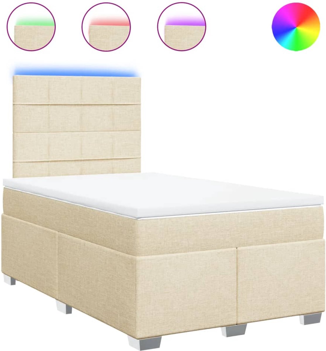 Vidaxl Kontinentalbett Mit Matratze, Cremefarben, Stoff, 120X200 Cm