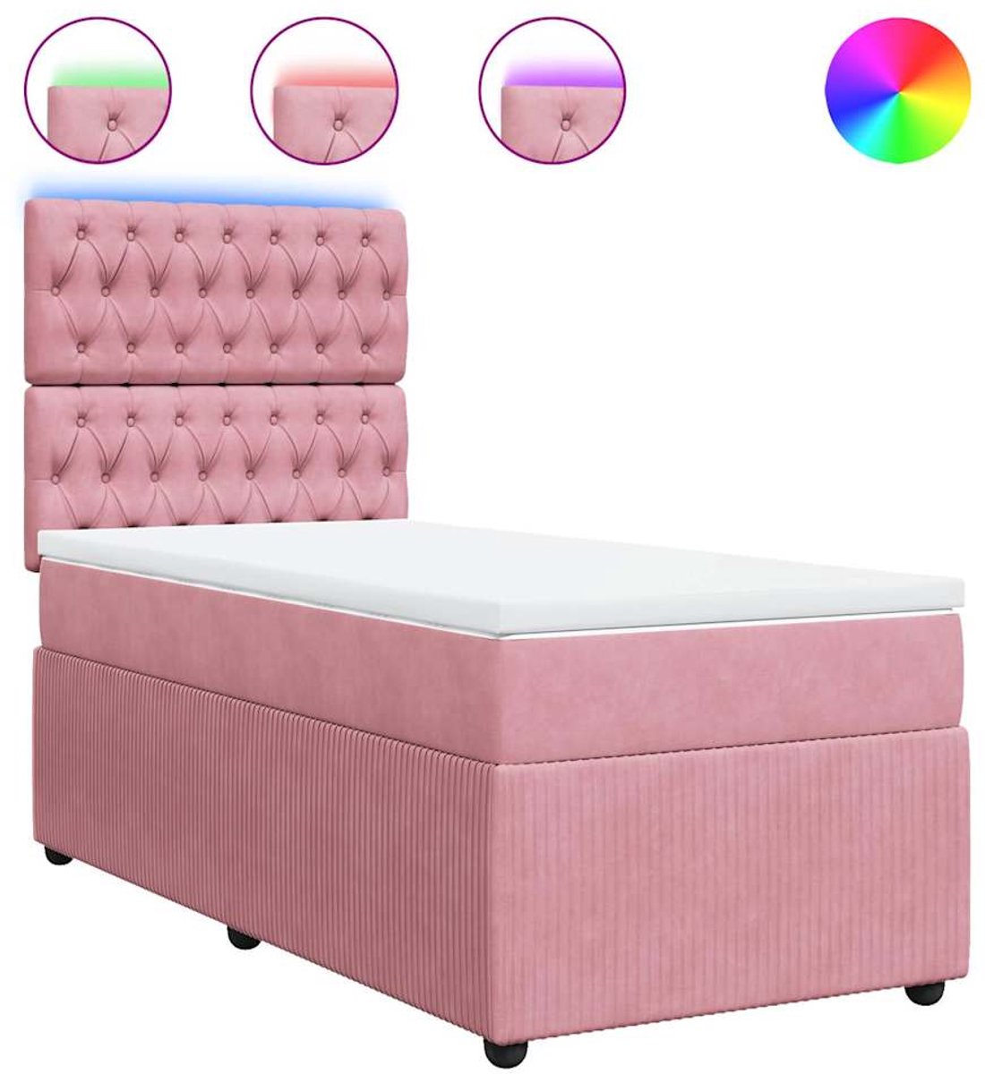 Vidaxl Kontinentalbett Mit Matratze, Rosa, Samt, 90X200 Cm