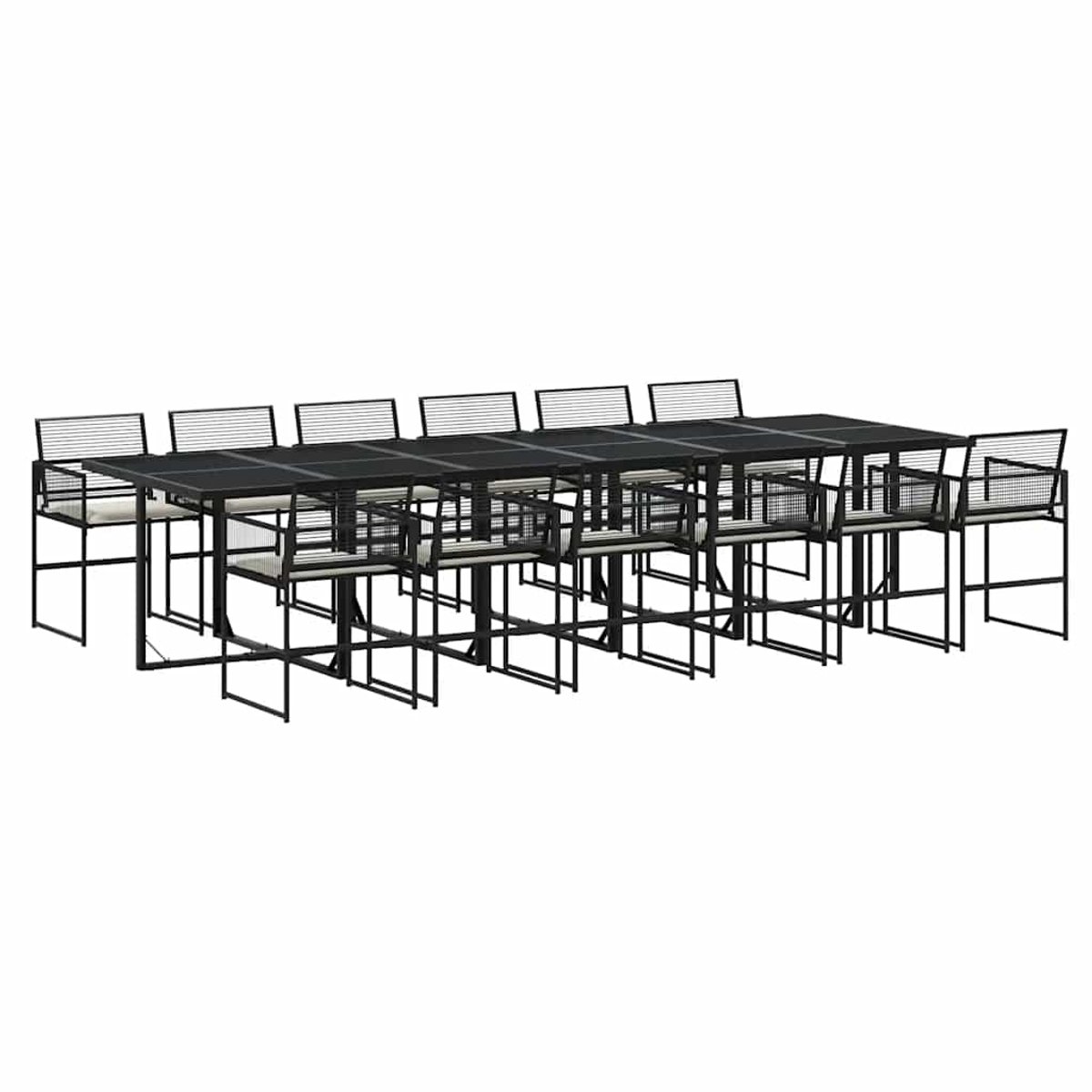 Vidaxl 13-Cz. Gartenmöbel-Set, Kissen, Schwarz, PE-Rattan