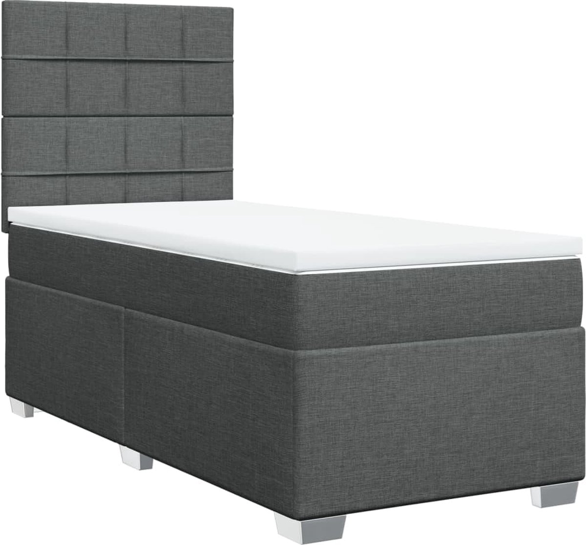 Vidaxl Kontinentalbett Mit Matratze, Dunkelgrauer Stoff 90X190 Cm