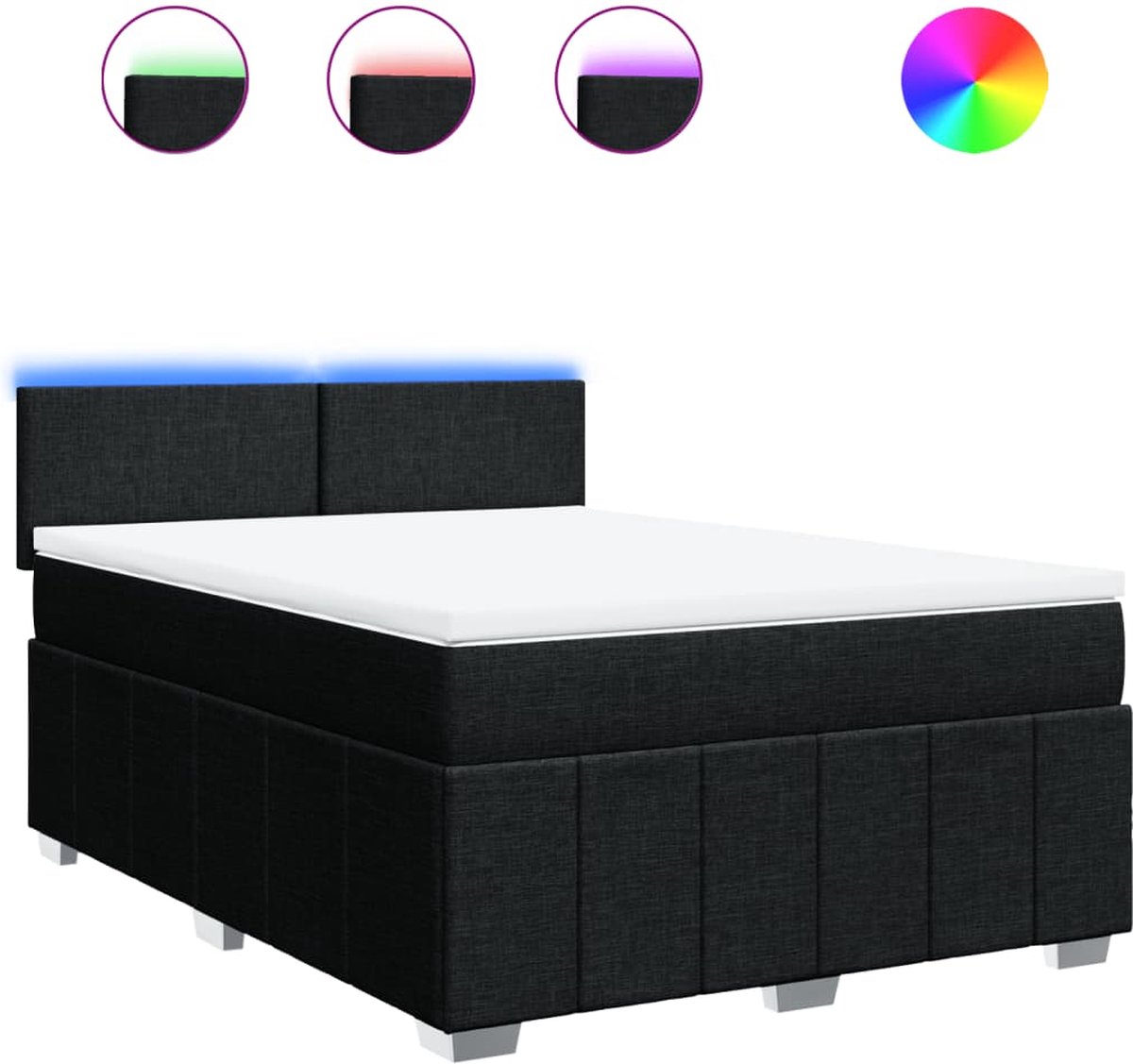 Vidaxl Kontinentalbett Mit Matratze, Schwarz, Stoff, 140X190 Cm