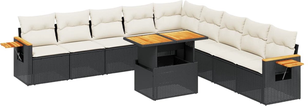 Vidaxl 11-Cz. Garten-Sitzgruppe, Kissen Schwarzer Rattan Pe