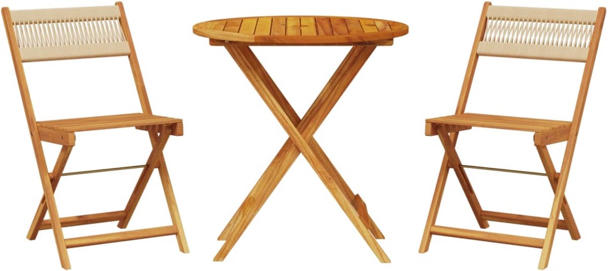 Vidaxl 3-Cz. Bistro-Möbelset, Beige Polypropylen und Holz