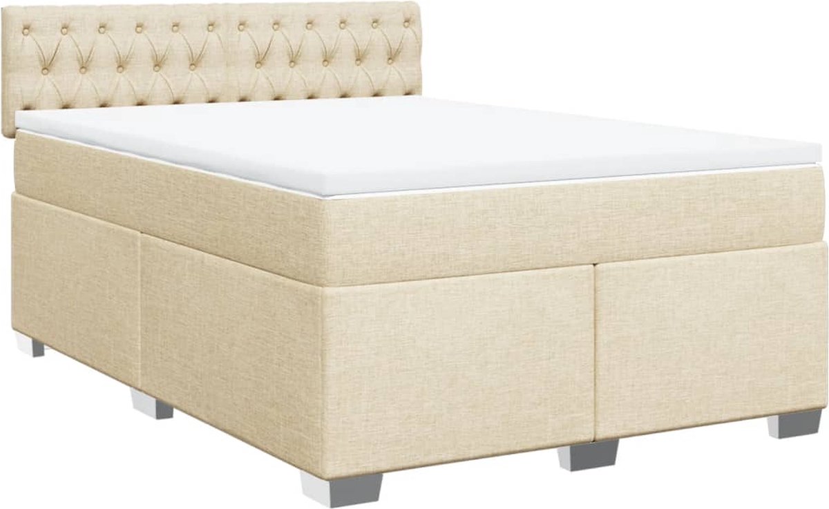 Vidaxl Kontinentalbett Mit Matratze, Cremefarben, Stoff, 140X190 Cm