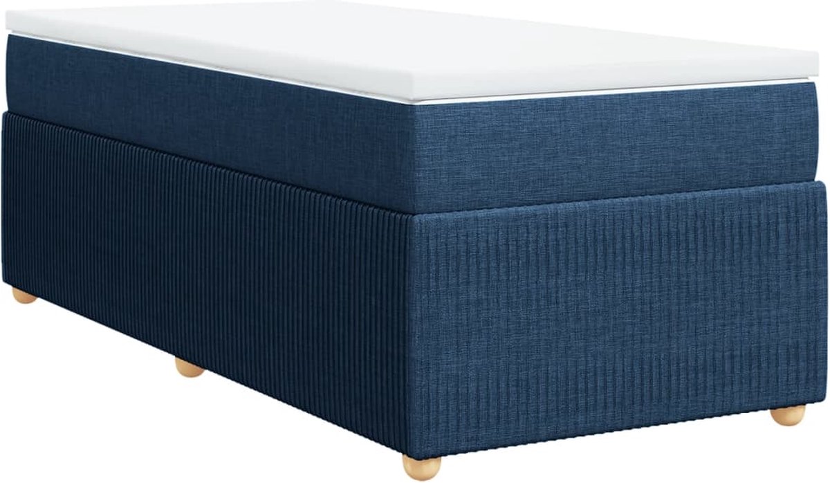 Vidaxl Kontinentalbett Mit Matratze, Blau, Stoff, 90X190 Cm