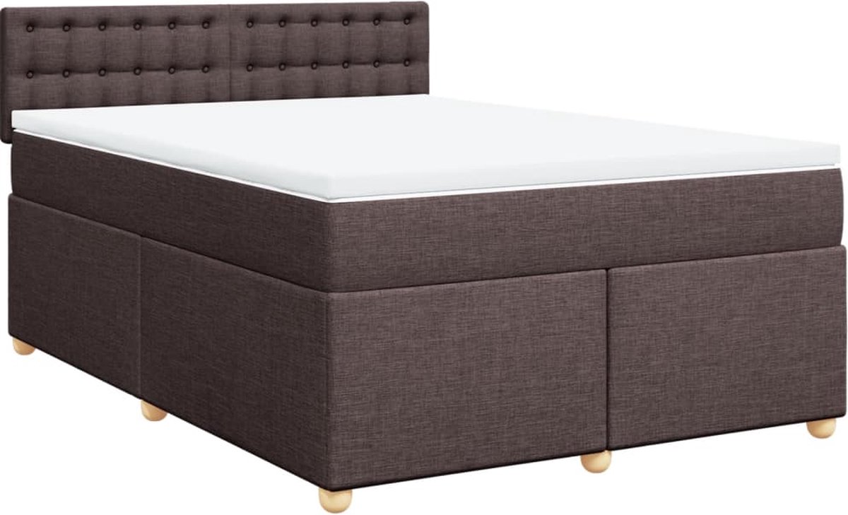 Vidaxl Kontinentalbett Mit Matratze, Braun, Stoff, 160X200 Cm