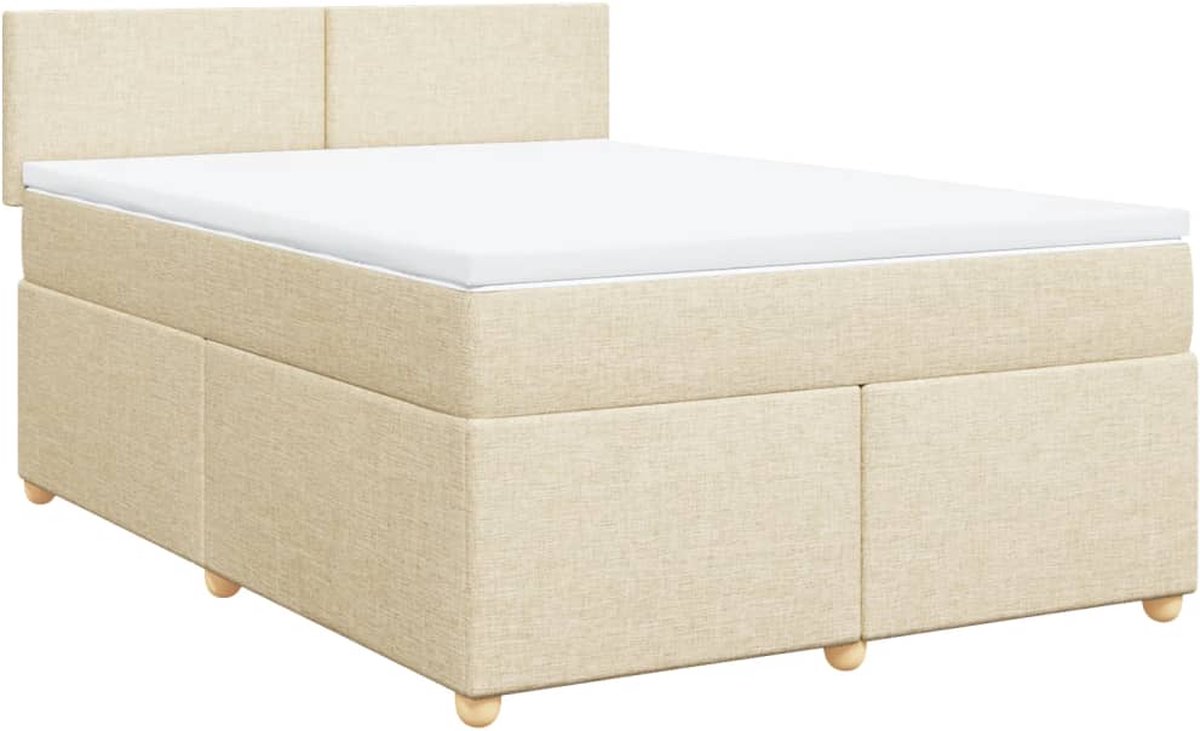 Vidaxl Kontinentalbett Mit Matratze, Cremefarben, Stoff, 160X200 Cm