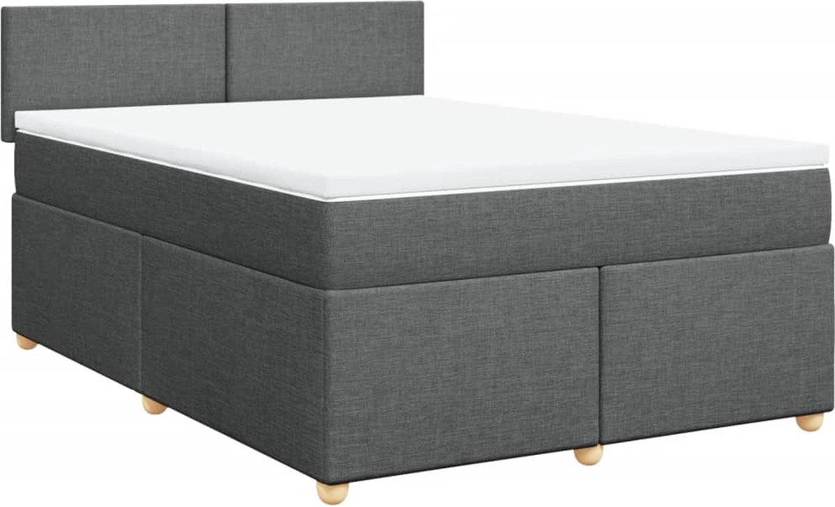 Vidaxl Kontinentalbett Mit Matratze, Dunkelgrauer Stoff 160X200 Cm