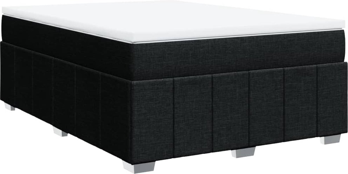 Vidaxl Kontinentalbett Mit Matratze, Schwarz, Stoff 140X200 Cm