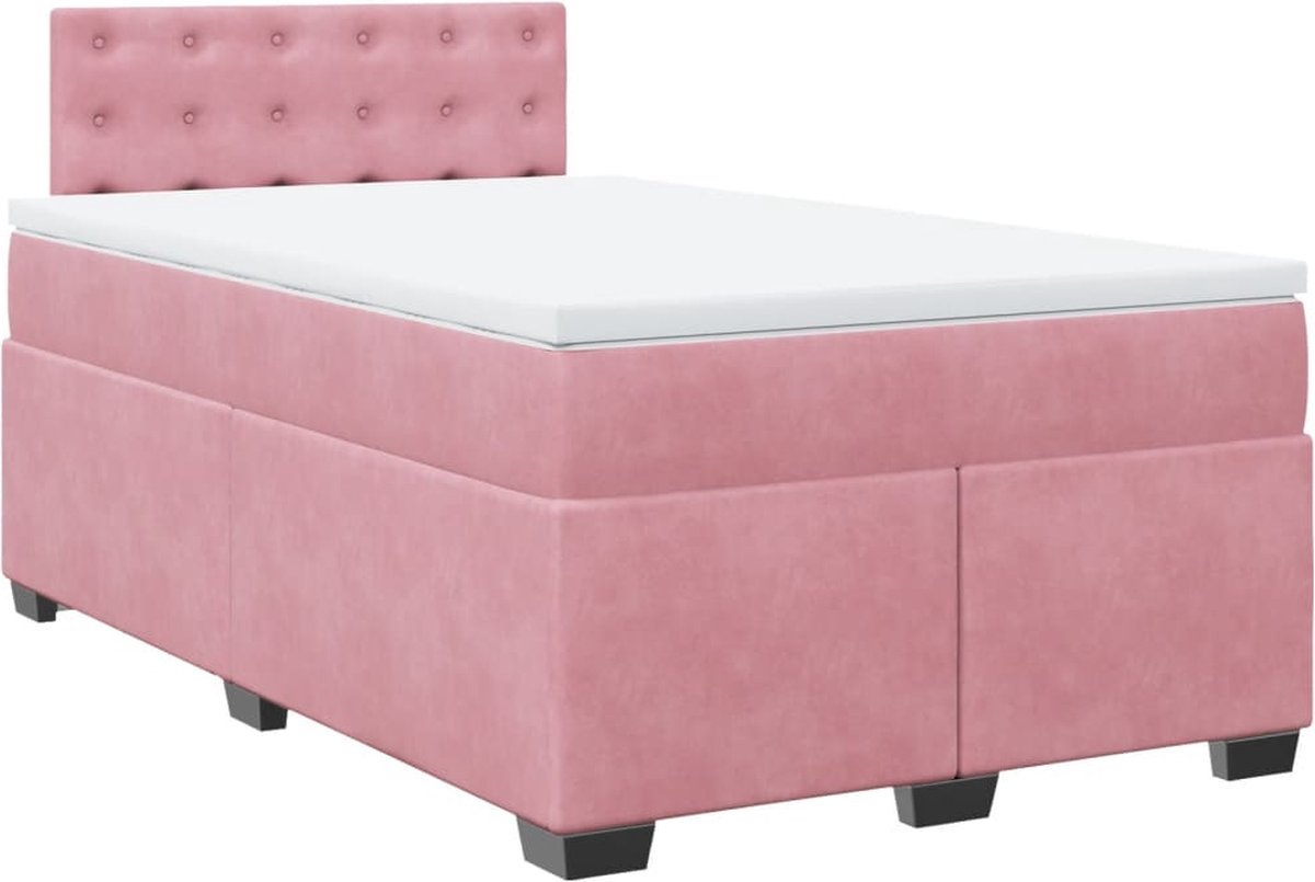 Vidaxl Kontinentalbett Mit Matratze, Rosa, 120X200 Cm, Samt
