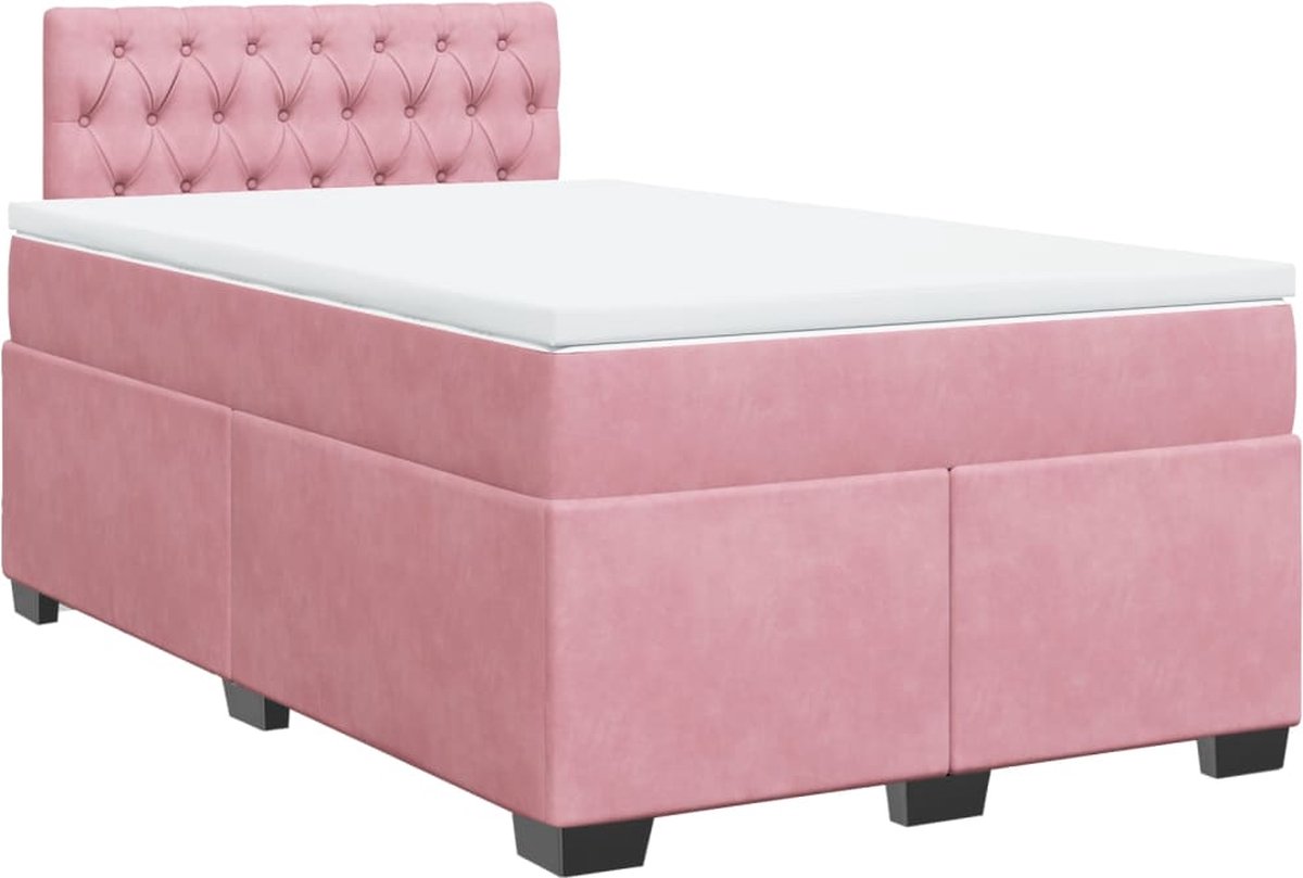 Vidaxl Kontinentalbett Mit Matratze, Rosa, 120X200 Cm, Samt