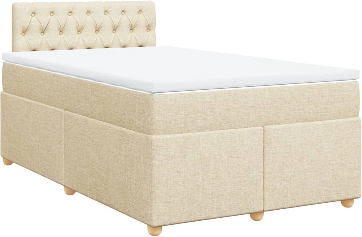 Vidaxl Kontinentalbett Mit Matratze, Cremefarben, Stoff, 120X200 Cm