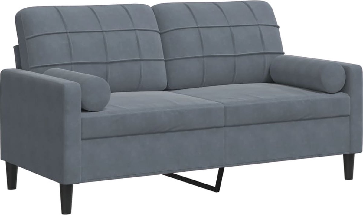 Vidaxl 2-Sitzer Sofa mit Kissen, Dunkelgrau, 140 cm, Samt