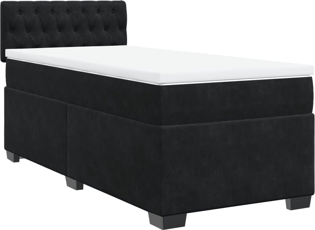 Vidaxl Kontinentalbett Mit Matratze, Schwarz, Samt 100X200 Cm