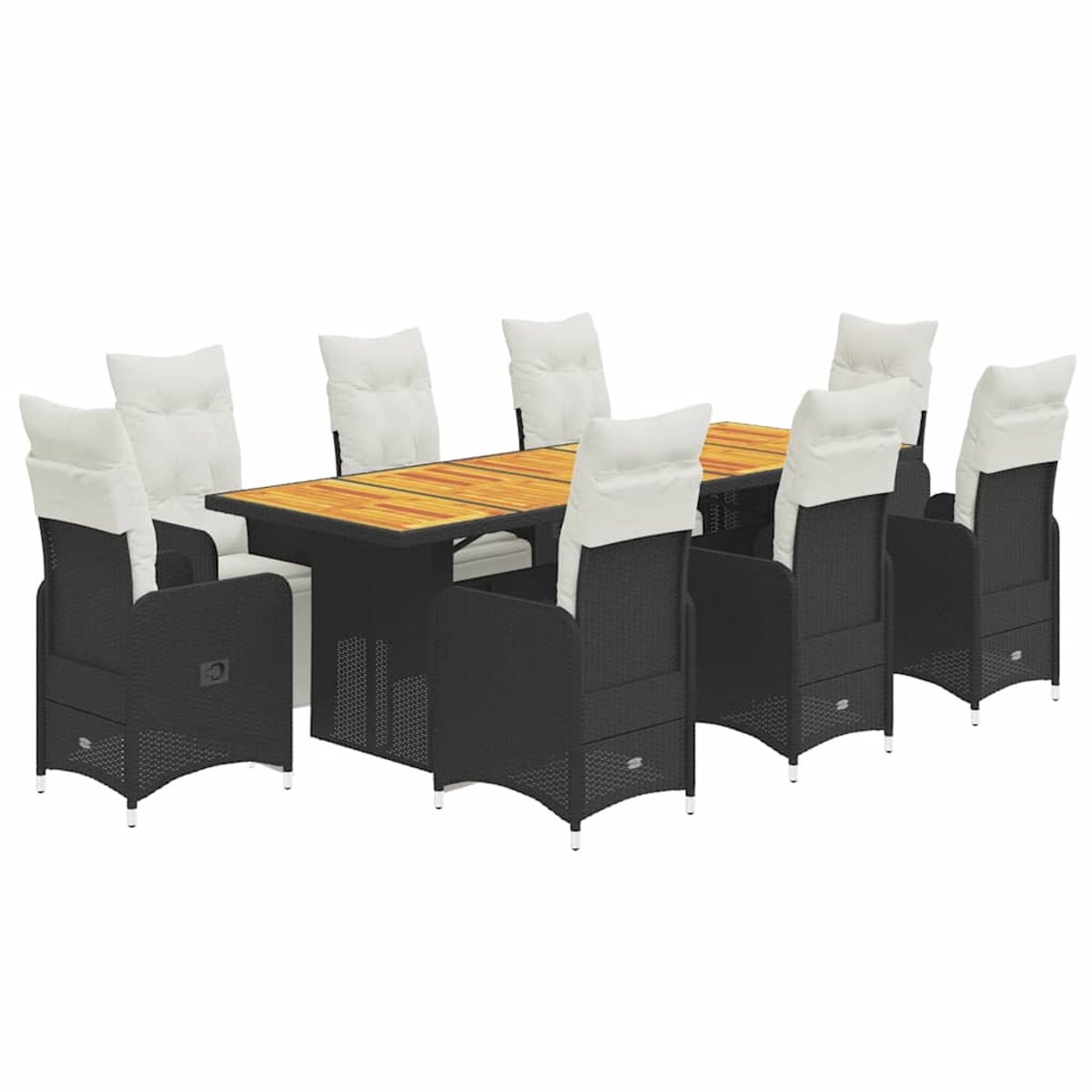 Vidaxl 9-Cz. Garten-Bistro-Möbelset Mit Kissen, Schwarz