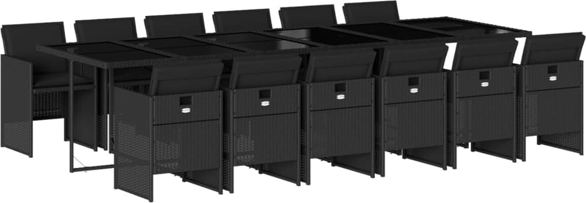 Vidaxl 13-Cz. Gartenmöbel-Set, Kissen, Schwarz, PE-Rattan
