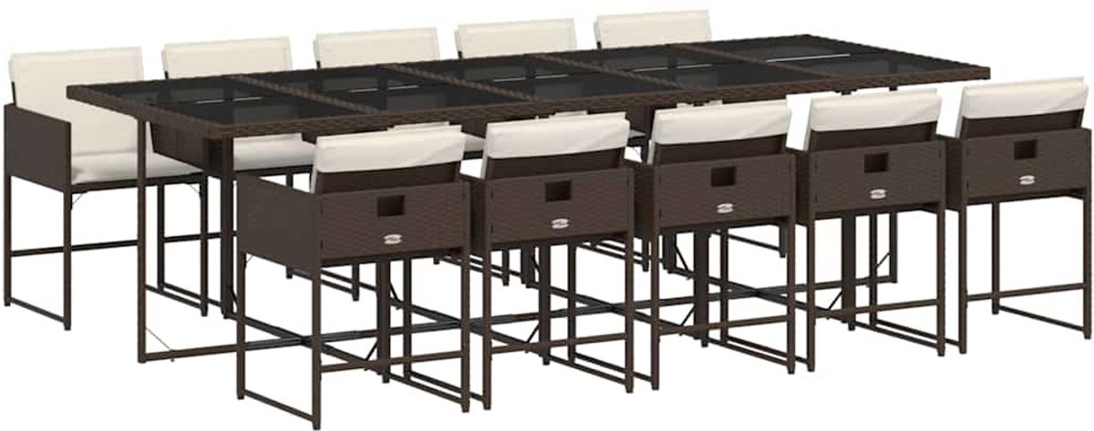 Vidaxl 11-Cz. Gartenmöbel-Set, Kissen, Braun, PE-Rattan