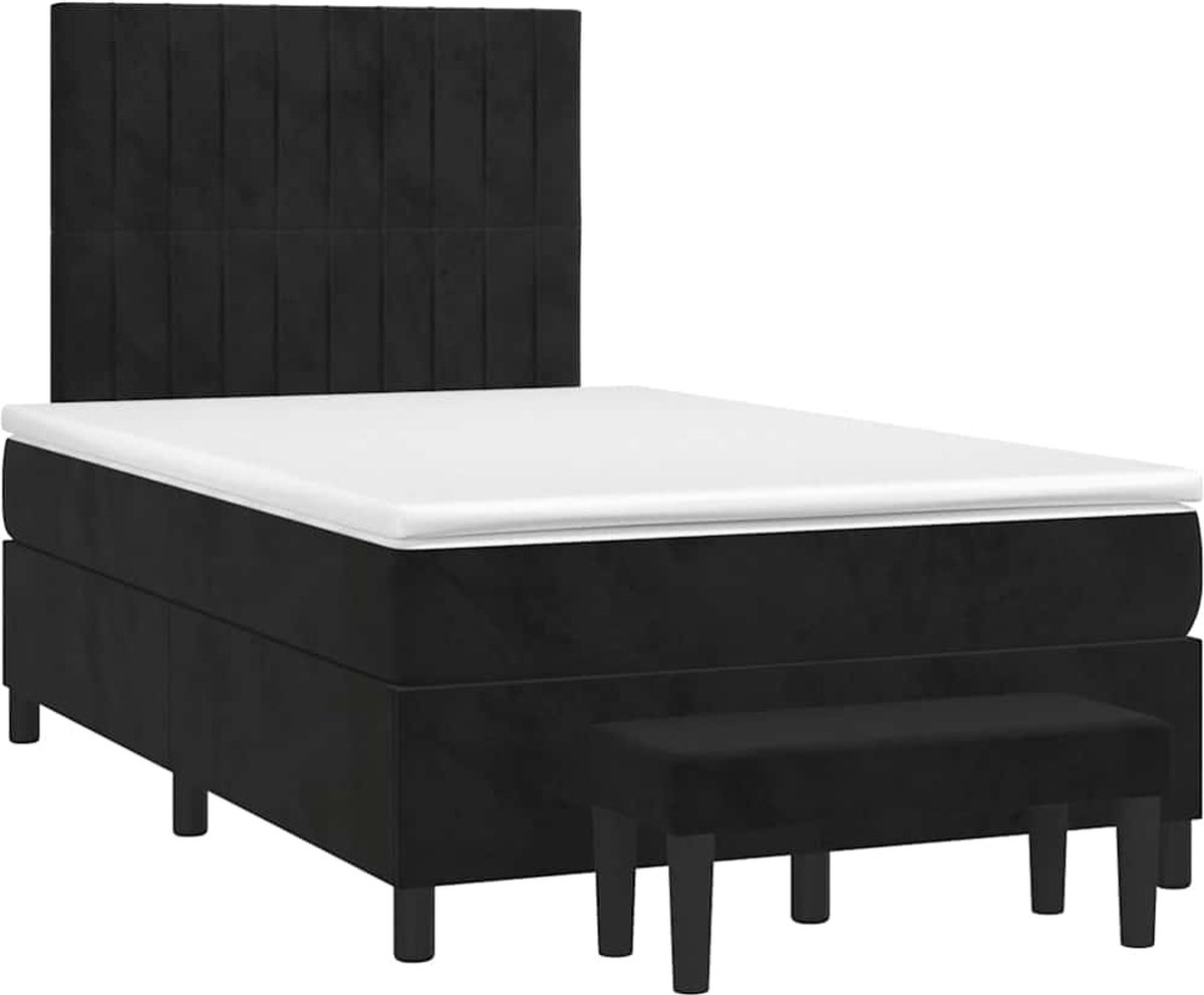 Vidaxl Kontinentalbett Mit Matratze, Schwarz, 120X190 Cm, Samt