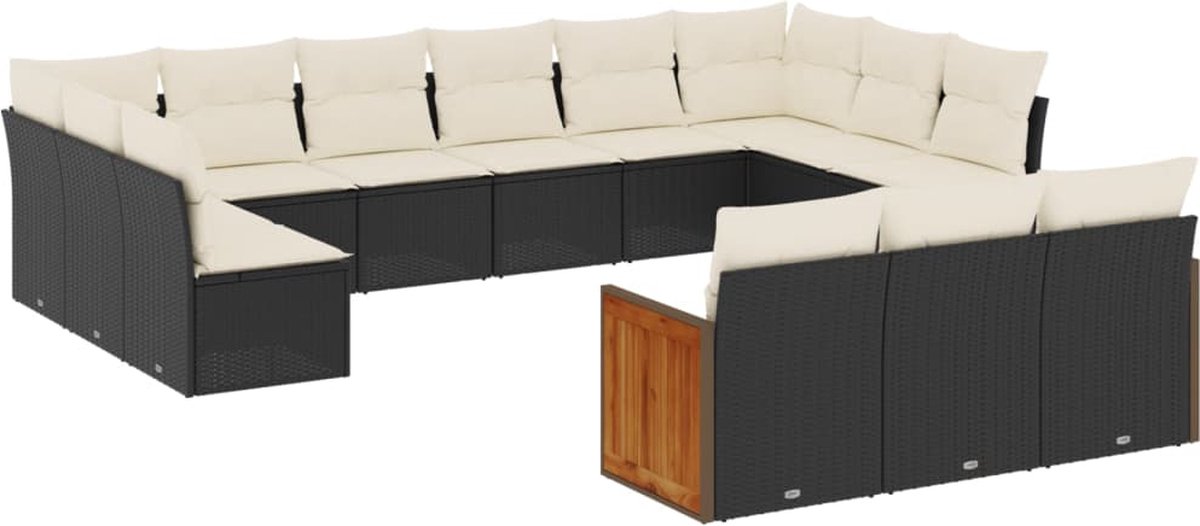 Vidaxl 13-Cz. Gartenmöbel-Set, Kissen, Schwarz, PE-Rattan