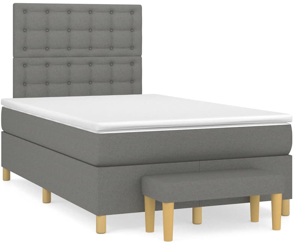 Vidaxl Kontinentalbett Mit Matratze, Dunkelgrau, 120X190Cm Stoff