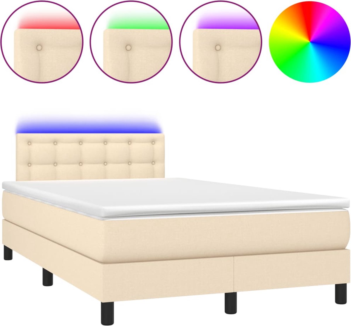 Vidaxl Kontinentalbett Mit Matratze, Cremefarben, 120x190 Cm, Stoff