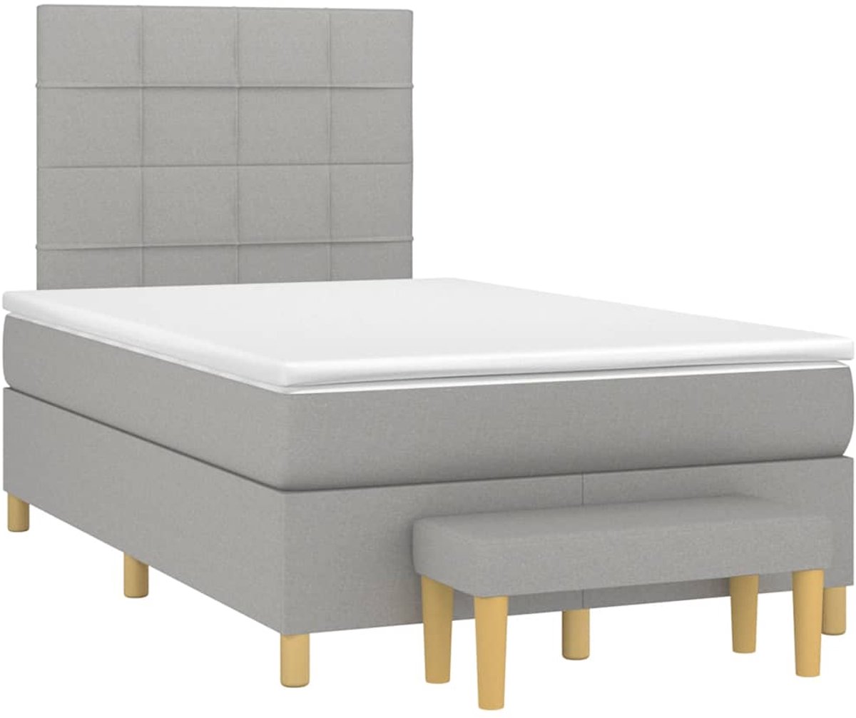 Vidaxl Kontinentalbett Mit Matratze, Hellgrau, 120x190 Cm Stoff
