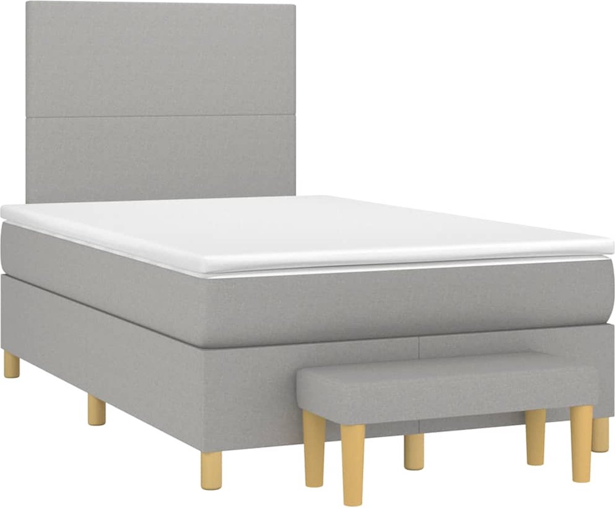 Vidaxl Kontinentalbett Mit Matratze, Hellgrau, 120x190 Cm Stoff