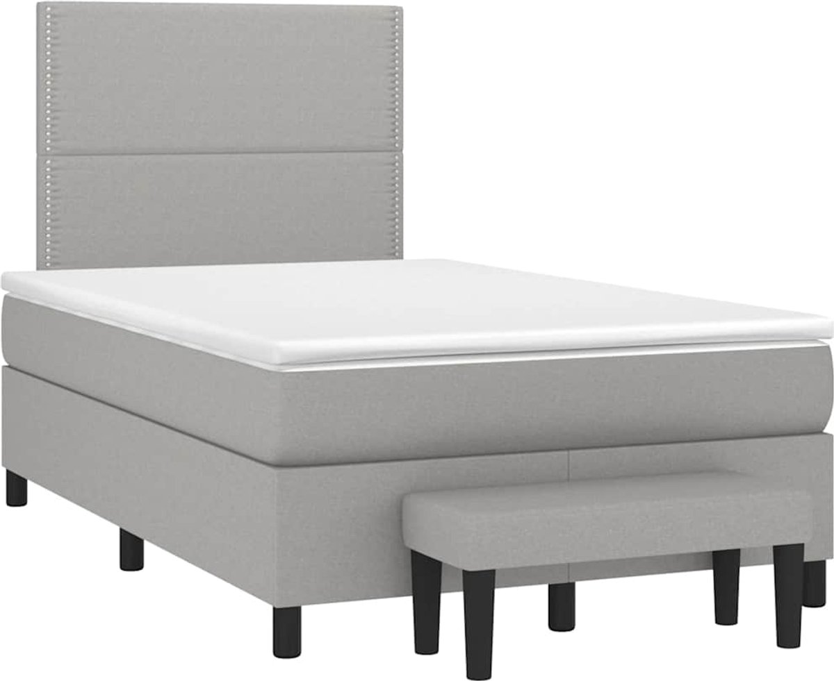 Vidaxl Kontinentalbett Mit Matratze, Hellgrau, 120x190 Cm Stoff