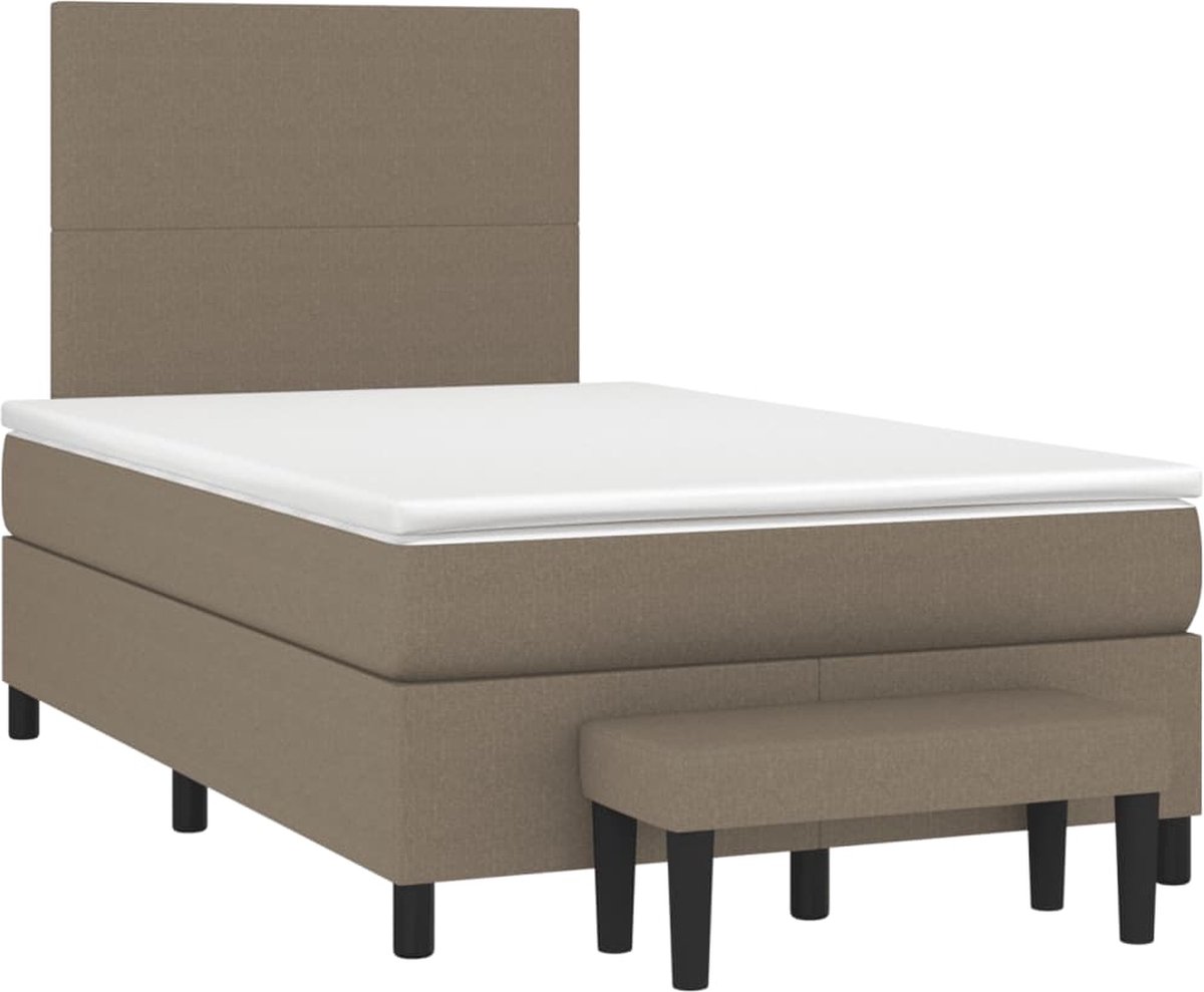 Vidaxl Kontinentalbett Mit Matratze, Taupe, 120X190 Cm, Stoff