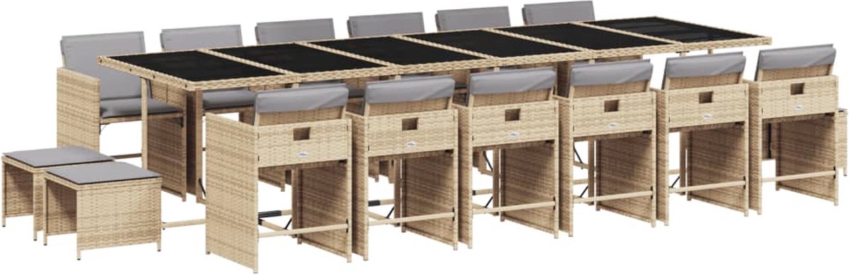 Vidaxl 17-Cz. Gartenmöbel-Set mit Kissen, gemischtes Beige