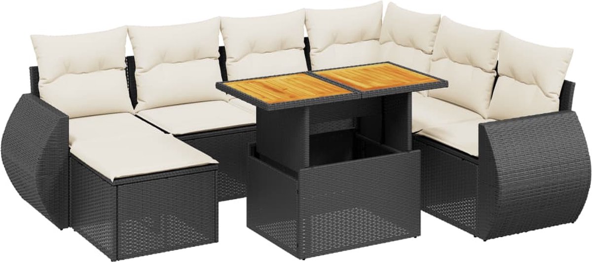 Vidaxl 8-Cz. Garten-Sitzgruppe, Mit Kissen, Schwarz