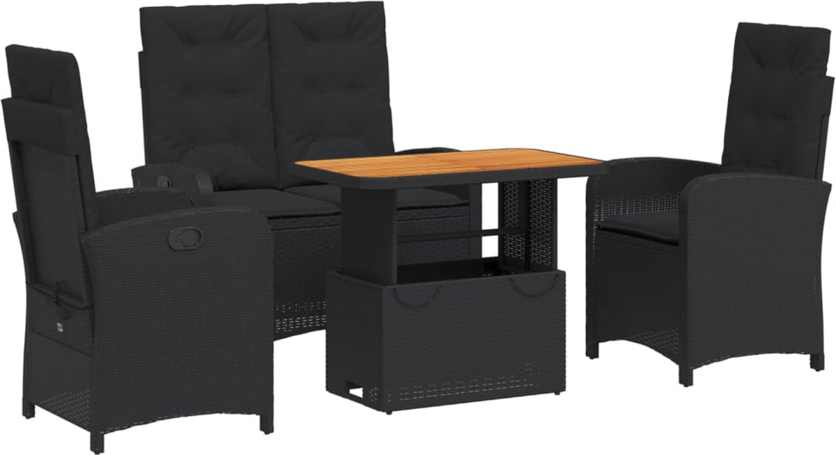 Vidaxl 4-teiliges Gartenmöbel-Set mit Kissen, Polyrattan