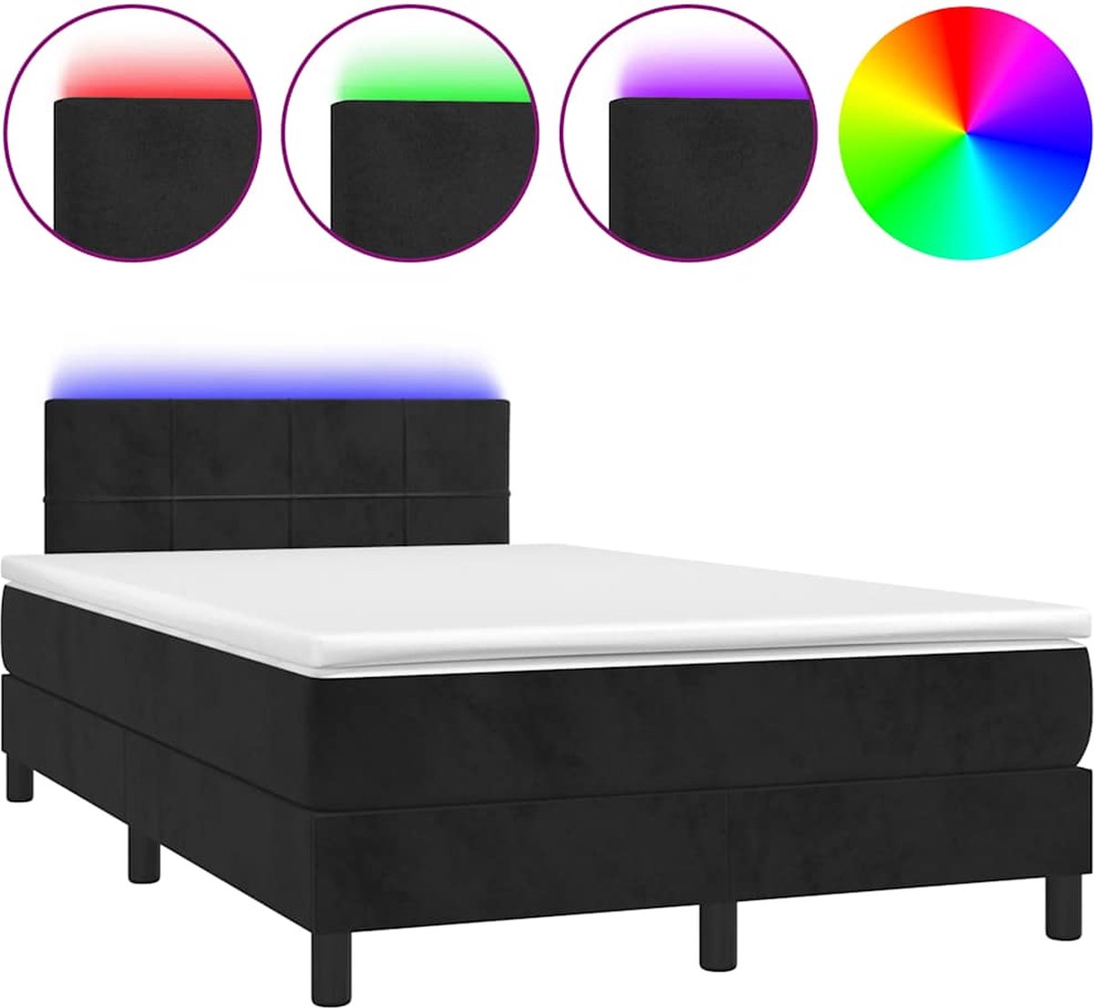 Vidaxl Kontinentalbett Mit Matratze Und LED, Schwarz, 120X190 Cm